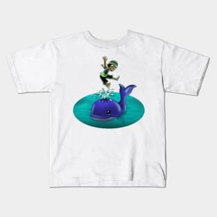 African American Boy and Whale Kids T-Shirt